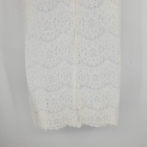 Lulus Take Me to Brunch Ivory Lace Short Sleeved Boho Shift Dress Medium - Picture 11 of 11